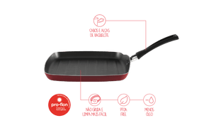 Grill Brinox Garlic Antiaderente Pro-flon 24cm 0,75 Litros Vermelho
