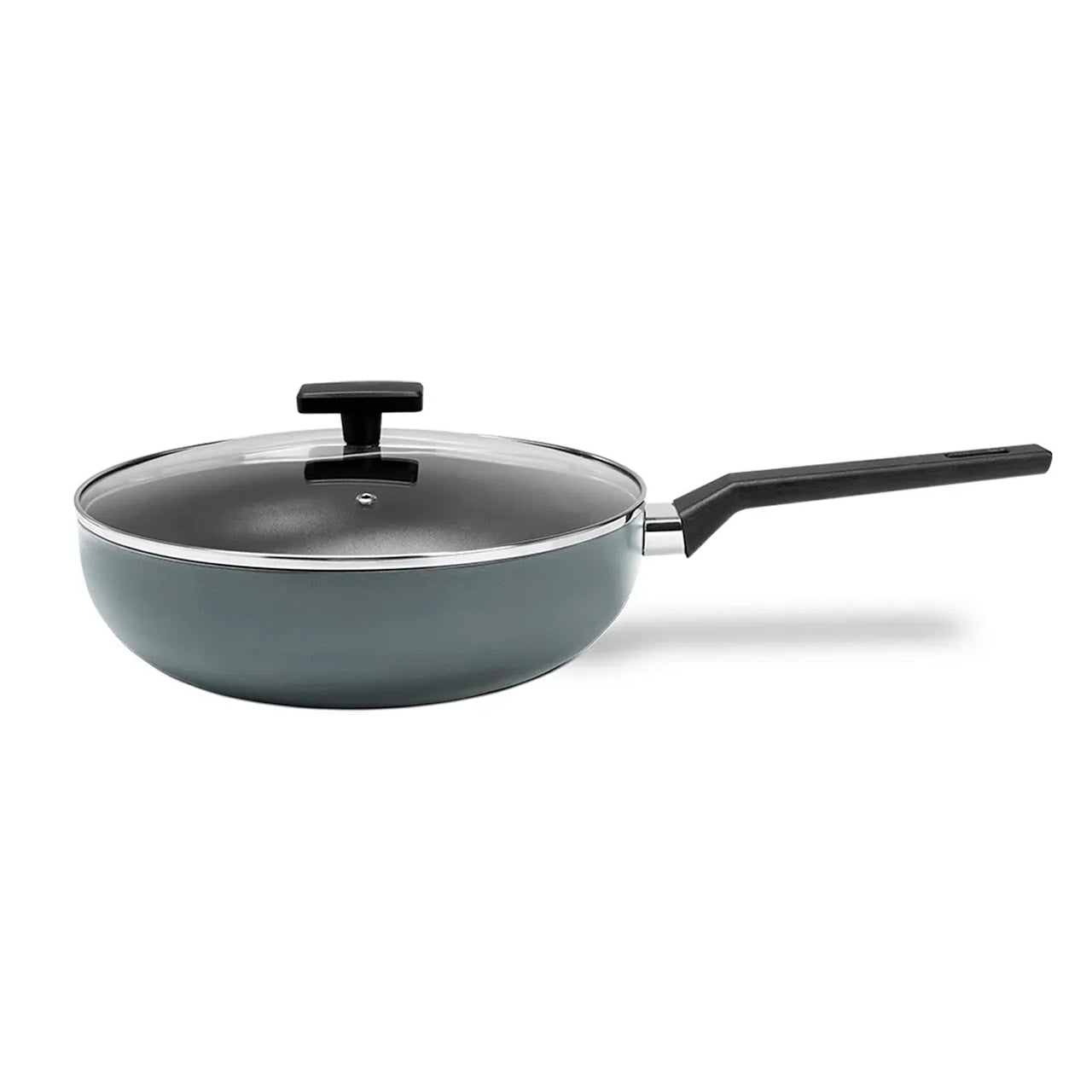 Wok com Tampa Brinox Preserve Antiaderente Ceramic Life Ø28cm 3,55 Litros Cinza