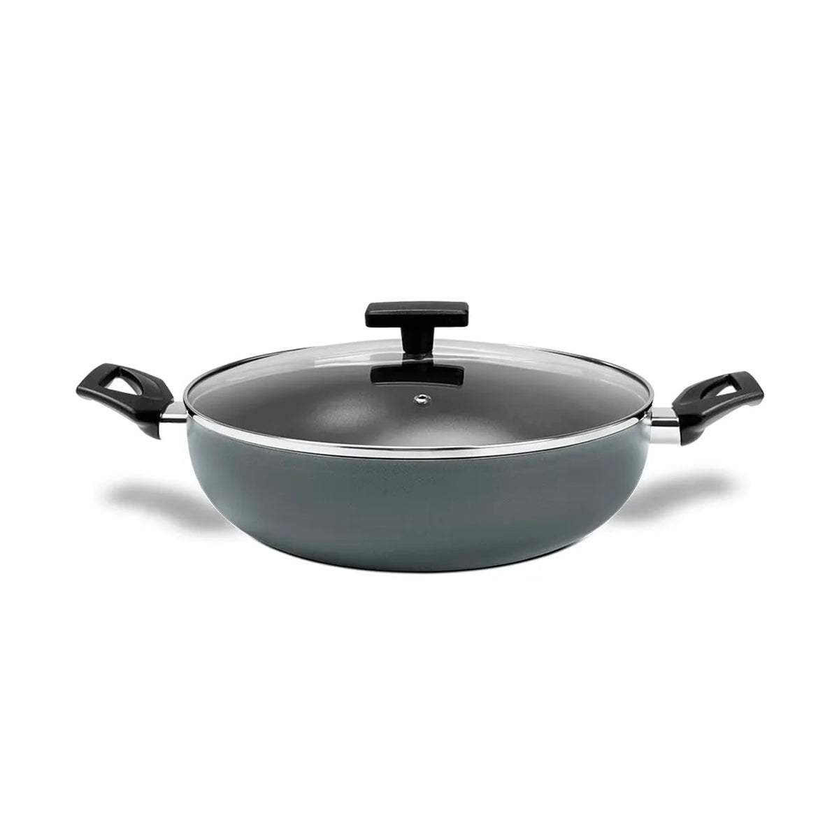 Wok com Tampa e Alças Brinox Preserve Antiaderente Ceramic Life Ø28cm 3,55 Litros Cinza