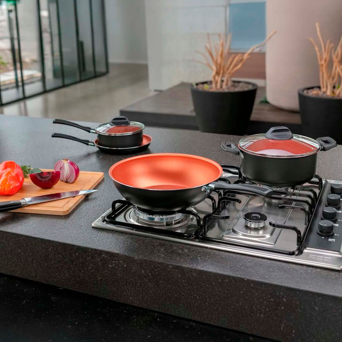 Wok Brinox Topázio Antiaderente Pro-flon Ø26cm 3 Litros Cinza Range