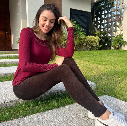 Calça Legging Veludo Coffee