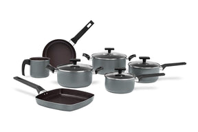 Jogo de Panelas Brinox Antiaderente Ceramic Life 7 Peças Preserve Cinza