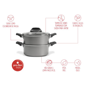 Cozi e Vapor Brinox Especiarias Antiaderente Pro-flon Ø16cm 1,45 Litros Grafite