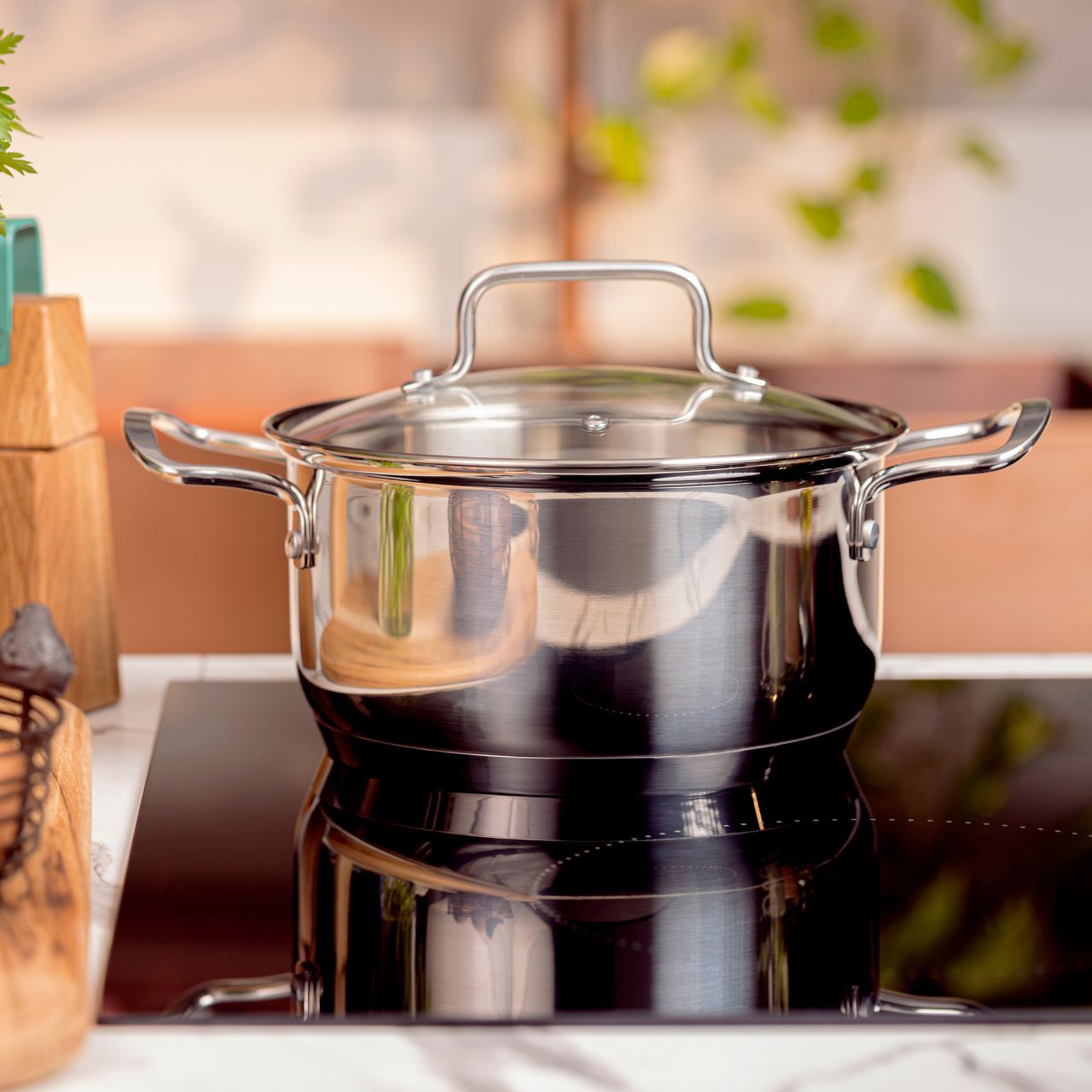 Jogo de Panelas Brinox Aço Inoxidável Fundo Triplo 4 Peças Jasmin com Indução Inox