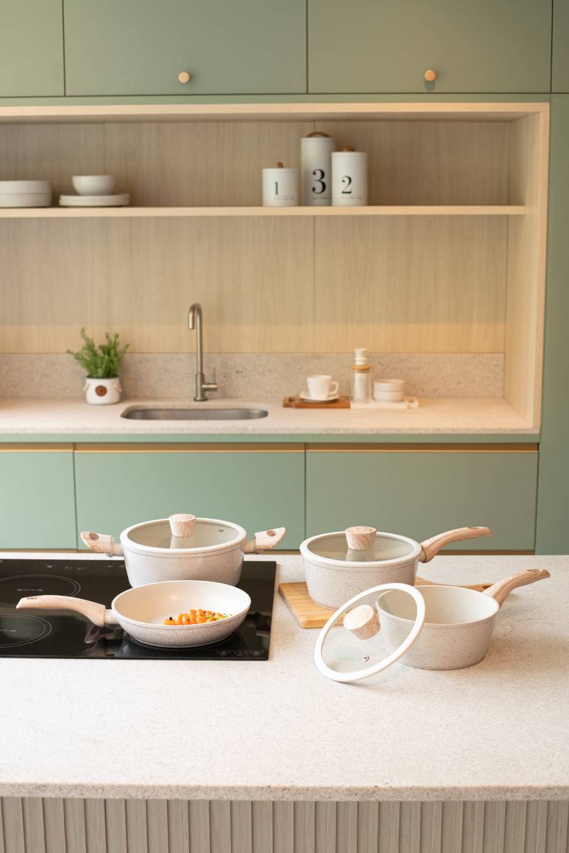 Jogo de Panelas Brinox Antiaderente Ceramic Life 4 Peças Sirius com Indução Vanilla