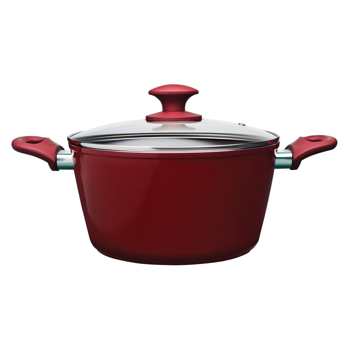 Jogo de Panelas Brinox Antiaderente Ceramic Life 5 Peças Optima com Indução Vermelho Carmin