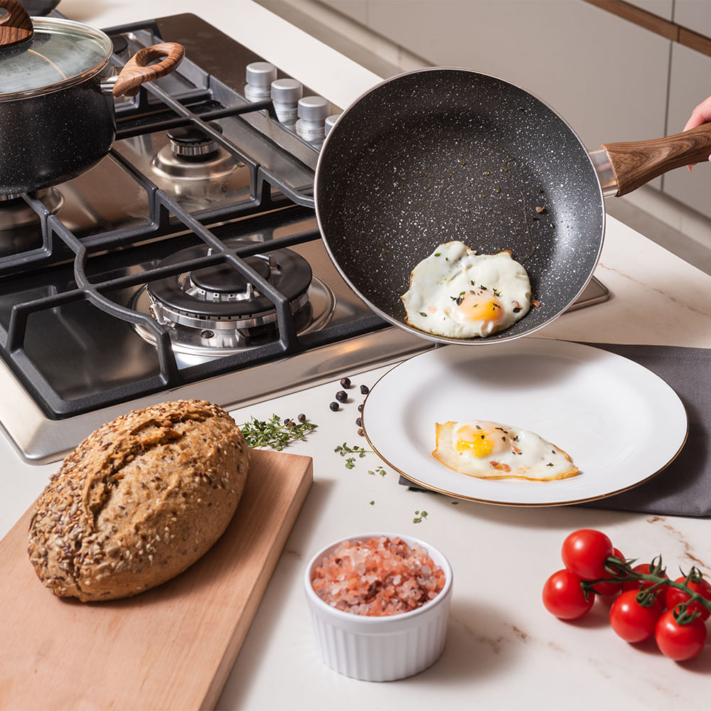 Jogo de Panelas Brinox Antiaderente Ceramic Life 5 Peças Smart Plus com Indução Granito