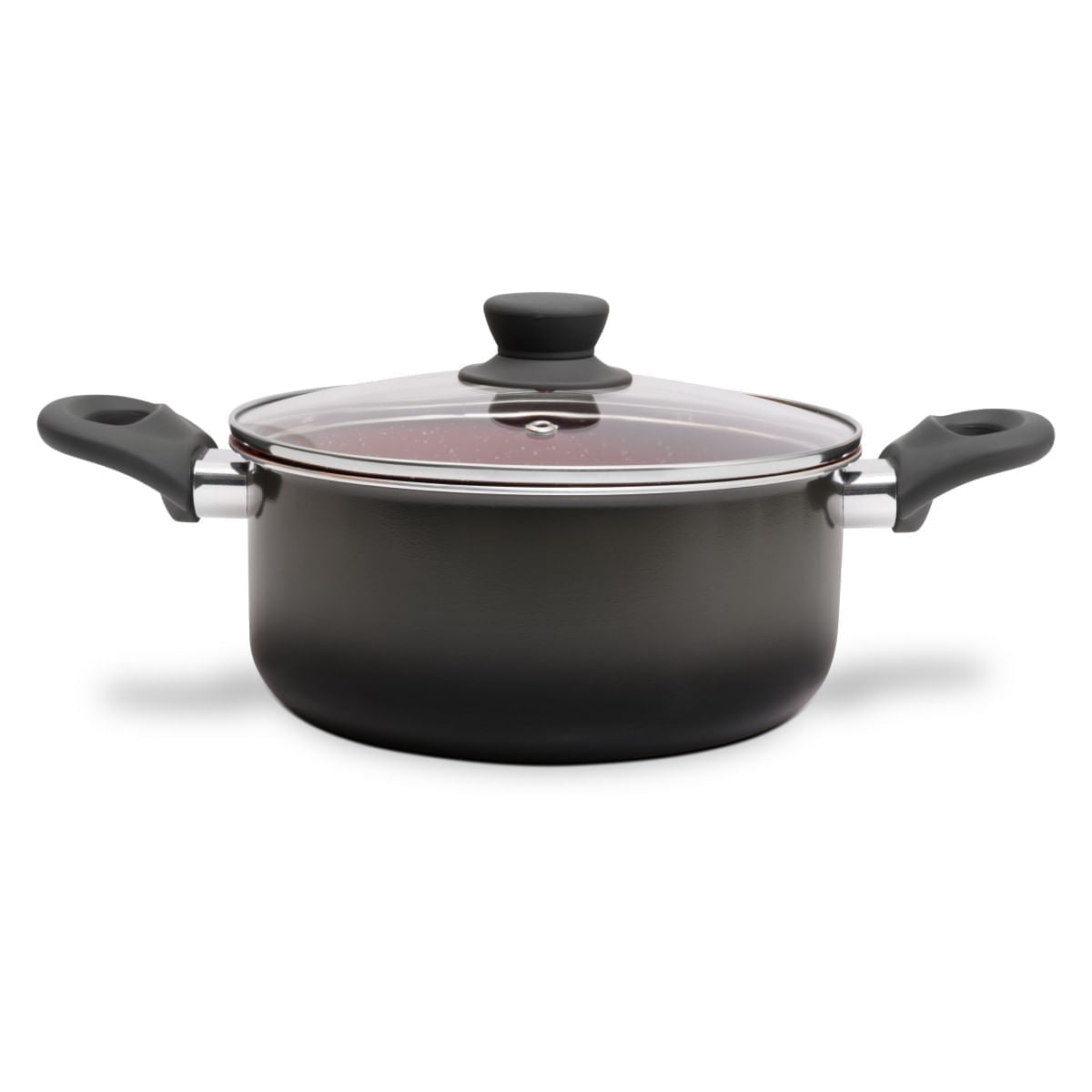 Jogo de Panelas Brinox Antiaderente Ceramic Life 6 Peças Easy Carbono-Vermelho