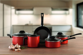Jogo de Panelas Brinox Antiaderente Pro-Flon 5 Peças Garlic Vermelho