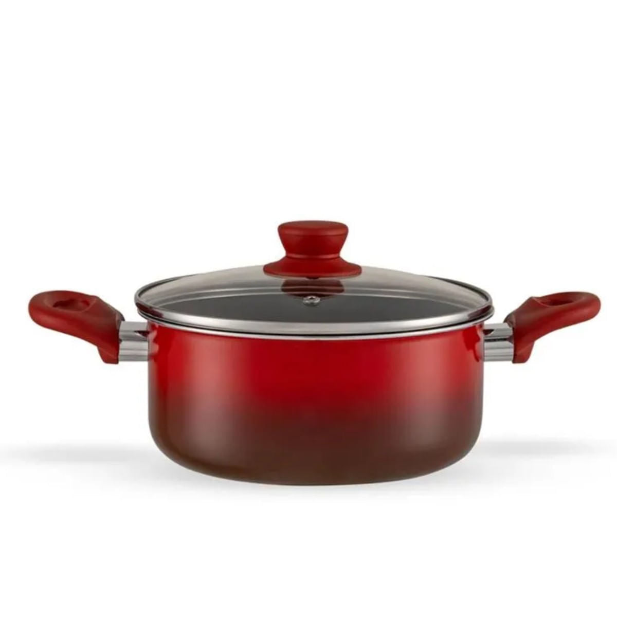 Jogo de Panelas Brinox Antiaderente Ceramic Life 6 Peças Easy Vermelho