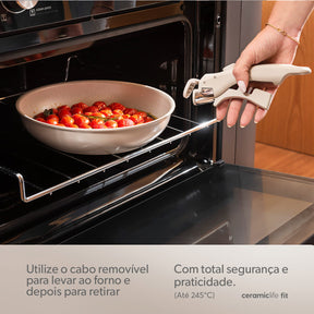 Jogo de Panelas Empilhável Brinox Fit 10 Peças Antiaderente Ceramic Life, Cabo Removível e Fundo de Indução - Areia