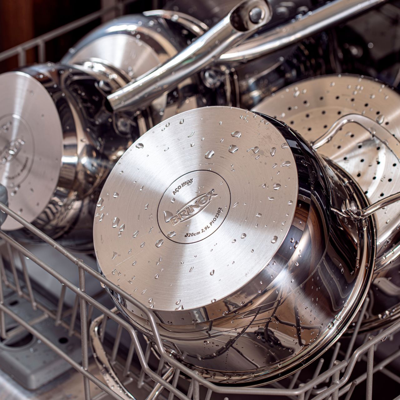 Jogo de Panelas Brinox Aço Inoxidável Fundo Triplo 4 Peças Jasmin com Indução Inox