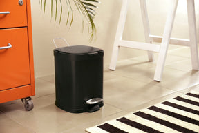 Lixeira Pedal e Balde Brinox Frame 6 Litros Aço Escovado Preto