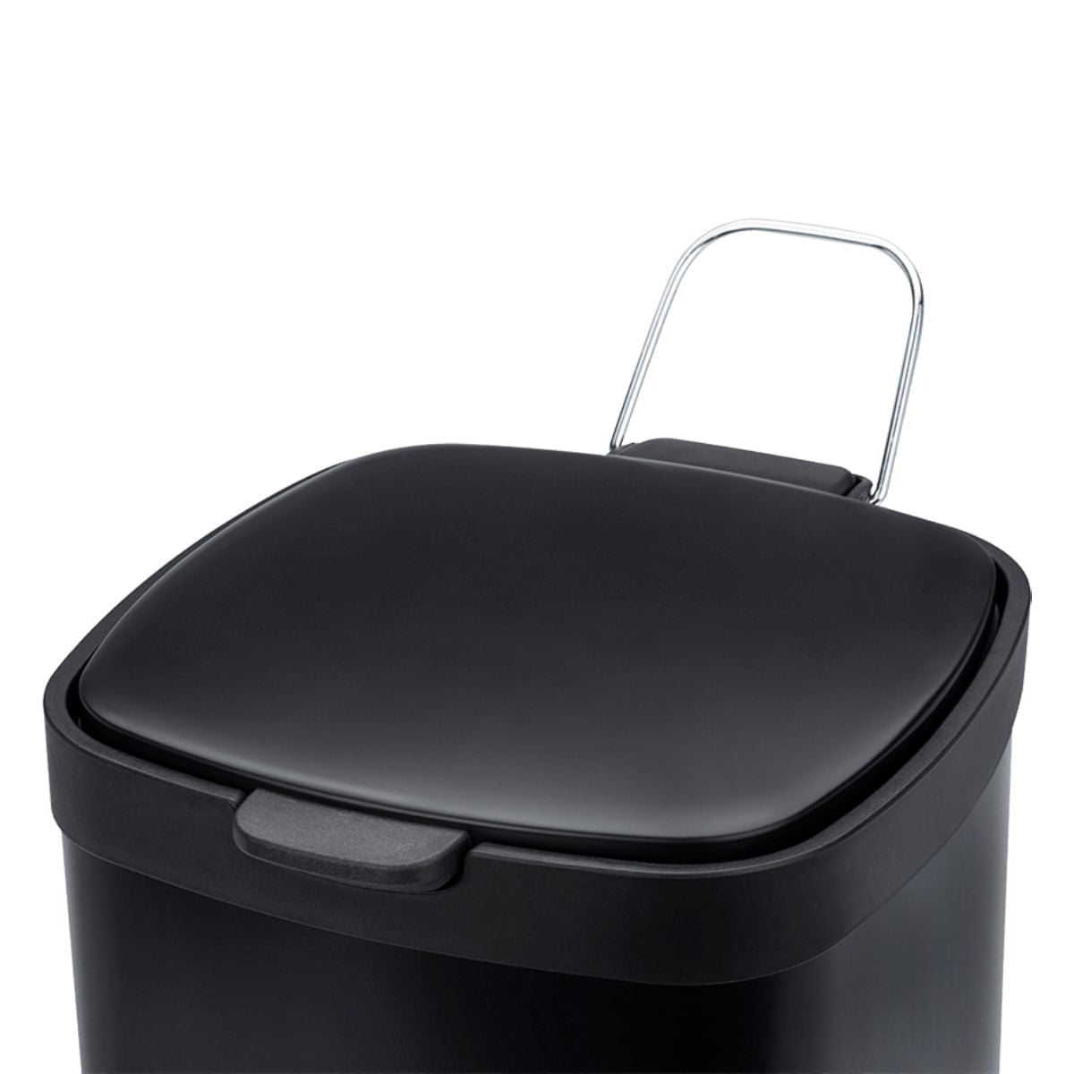 Lixeira Pedal e Balde Brinox Frame 6 Litros Aço Escovado Preto