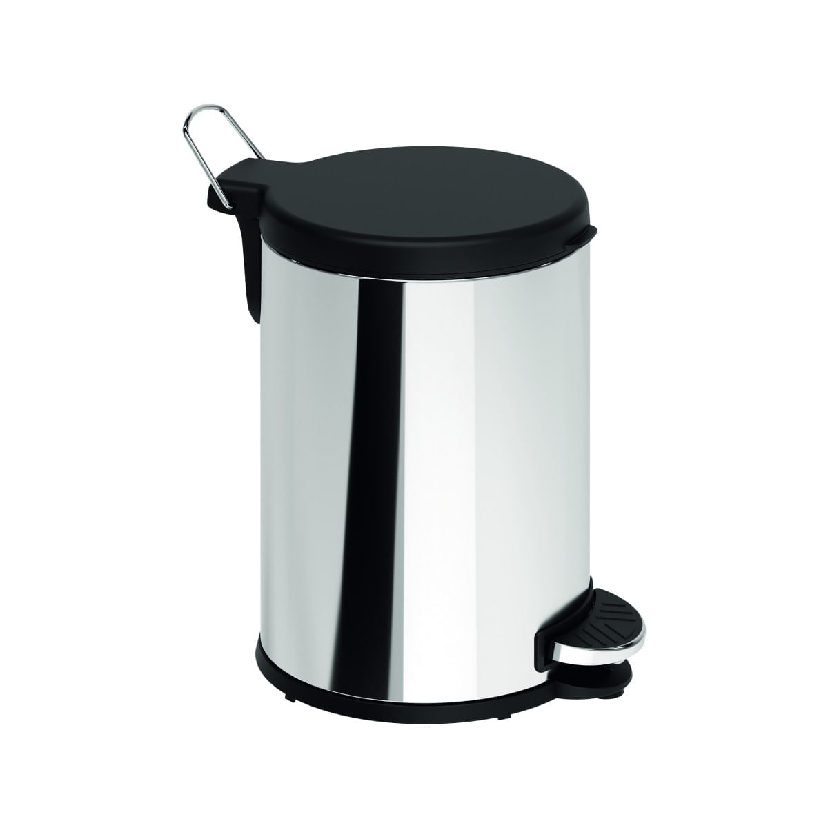 Lixeira com Pedal 6L Aço Inoxidável com Tampa em Polipropileno cor Preto Flat Brinox