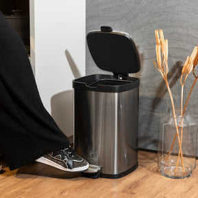 Lixeira com Pedal e Balde Brinox Frame 12 Litros Aço Inox Escovado