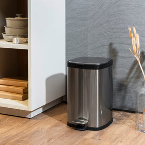 Lixeira com Pedal e Balde Brinox Frame 12 Litros Aço Inox Escovado