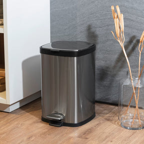 Lixeira com Pedal e Balde Brinox Frame 12 Litros Aço Inox Escovado