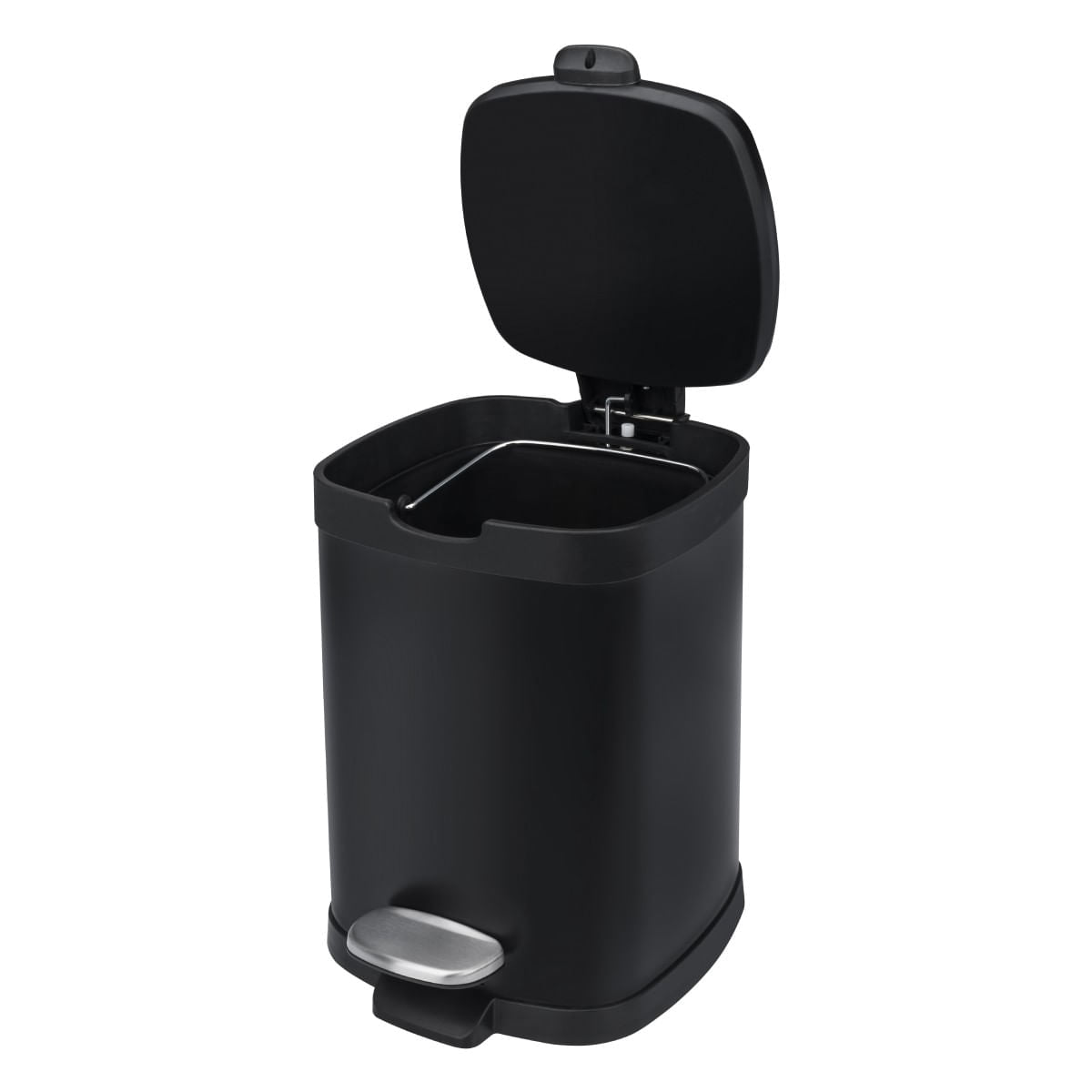 Lixeira com Pedal e Balde Brinox Frame 12 Litros Aço Carbono Preto