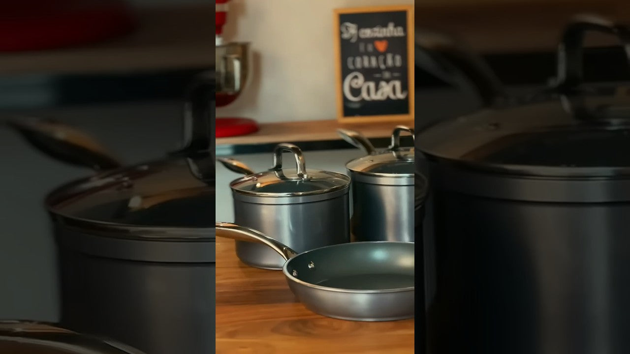 Jogo de Panelas Brinox Antiaderente Ceramic Life 4 Peças Unique com Indução Cinza