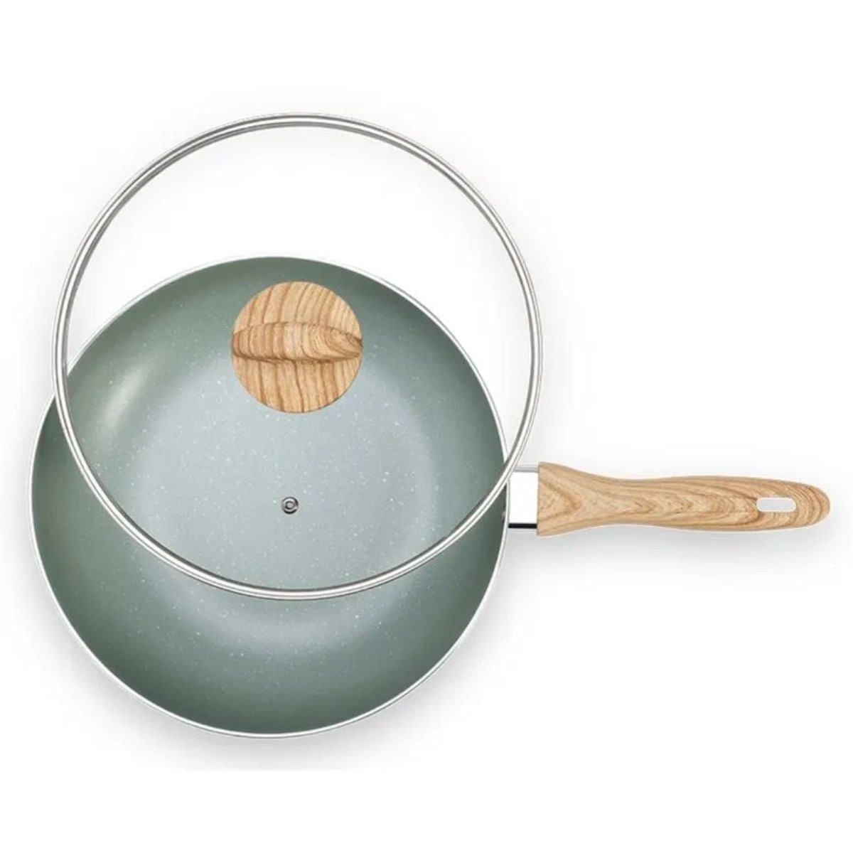 Wok de Indução com Tampa Brinox Botanika Antiaderente Ceramic Life Ø28cm 3,4 Litros Verde