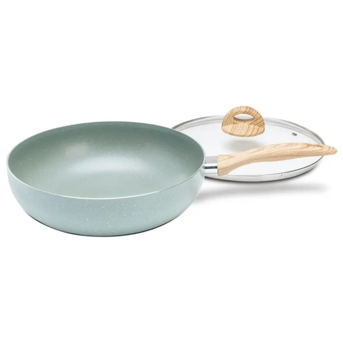 Wok de Indução com Tampa Brinox Botanika Antiaderente Ceramic Life Ø28cm 3,4 Litros Verde