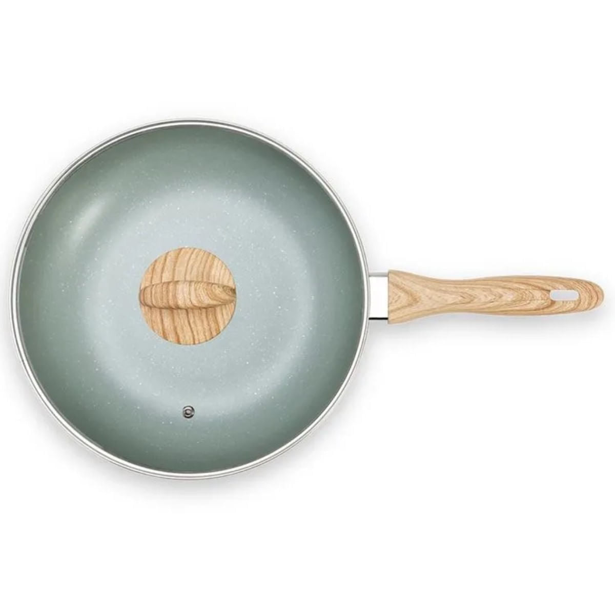 Wok de Indução com Tampa Brinox Botanika Antiaderente Ceramic Life Ø28cm 3,4 Litros Verde
