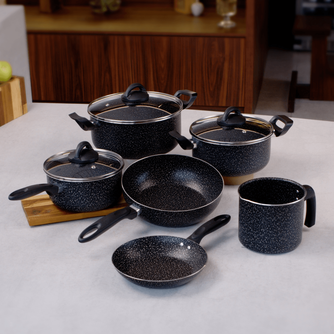 Jogo de Panelas Brinox Antiaderente Ceramic Life 6 Peças Suprema Preta