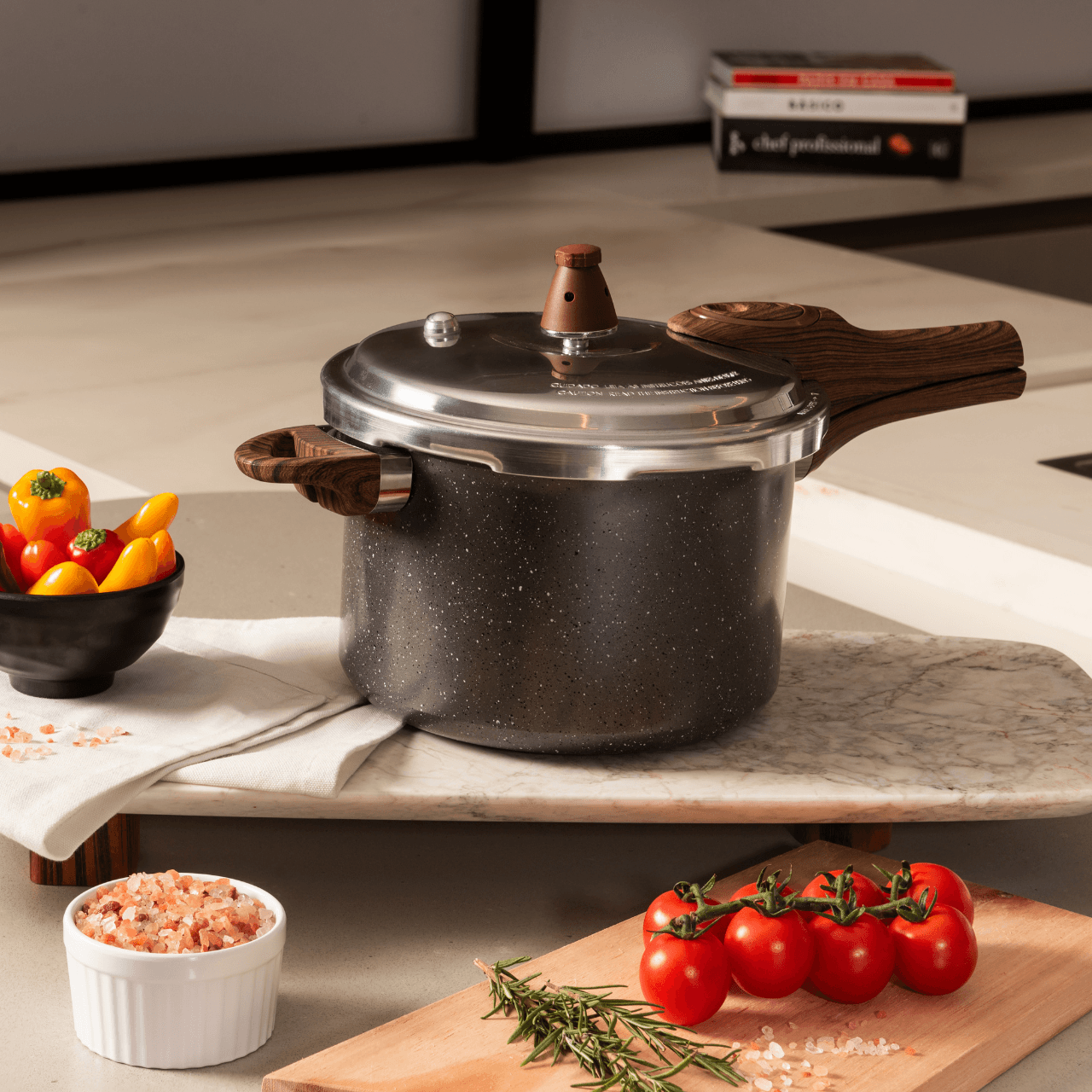 Panela de Pressão Indução Brinox Pressure Antiaderente Ceramic Life 4,2 Litros Ø20cm Granito