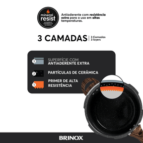 Panela de Pressão Indução Brinox Pressure Antiaderente Ceramic Life 4,2 Litros Ø20cm Granito