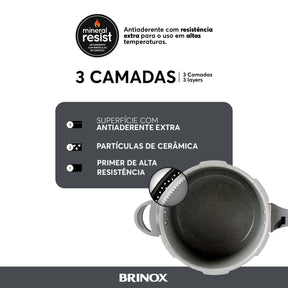 Panela de Pressão Indução Brinox Antiaderente Ceramic Life 4,2 L Marble Blend Cinza Claro