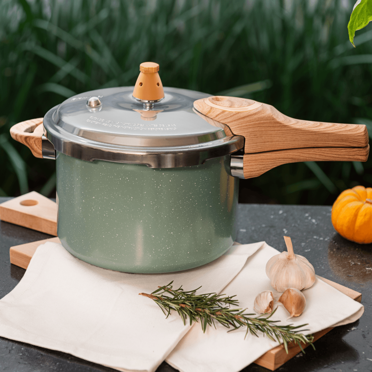 Panela de Pressão Indução Brinox Pressure Antiaderente Ceramic Life 4,2 Litros Botanika Verde