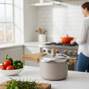 Panela de Pressão Indução Brinox Pressure Antiaderente Ceramic Life 4,2 Litros Areia