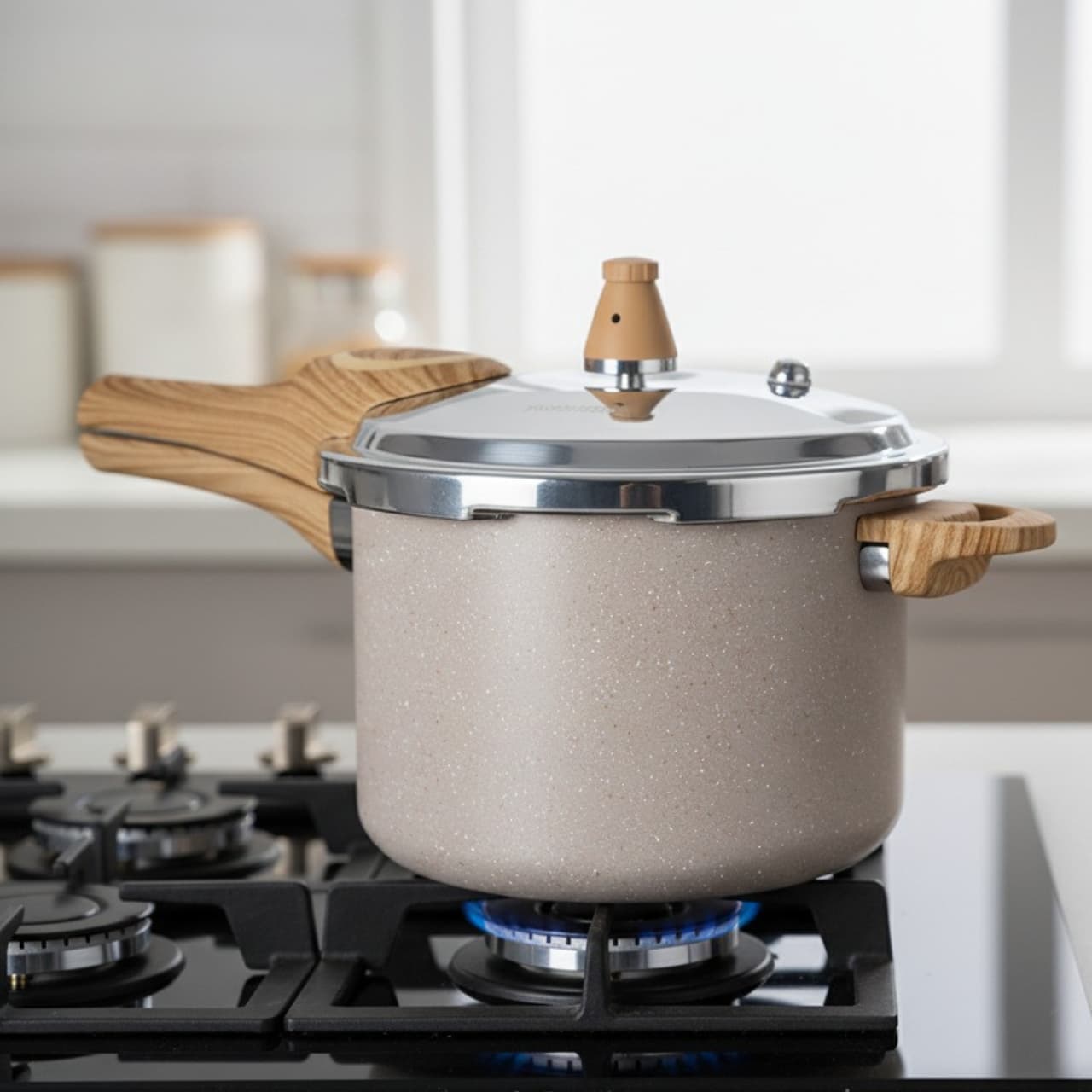 Panela de Pressão Indução Brinox Pressure Antiaderente Ceramic Life 4,2 Litros Areia