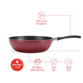 Wok Brinox Garlic Antiaderente Pro-flon Ø24cm 2,3 Litros Vermelha