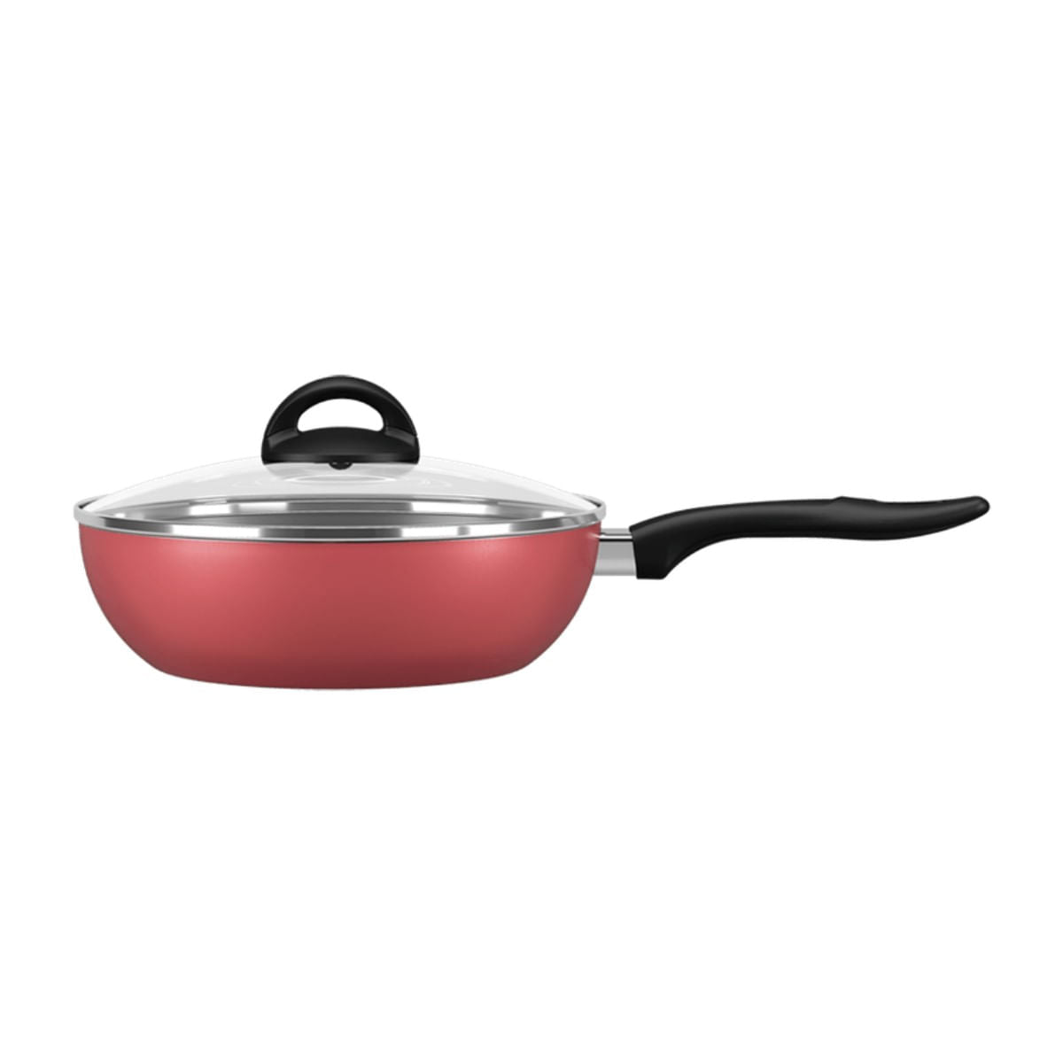 Wok com Tampa Brinox Chilli Antiaderente Pro-flon Ø24cm 2,3 Litros Cereja