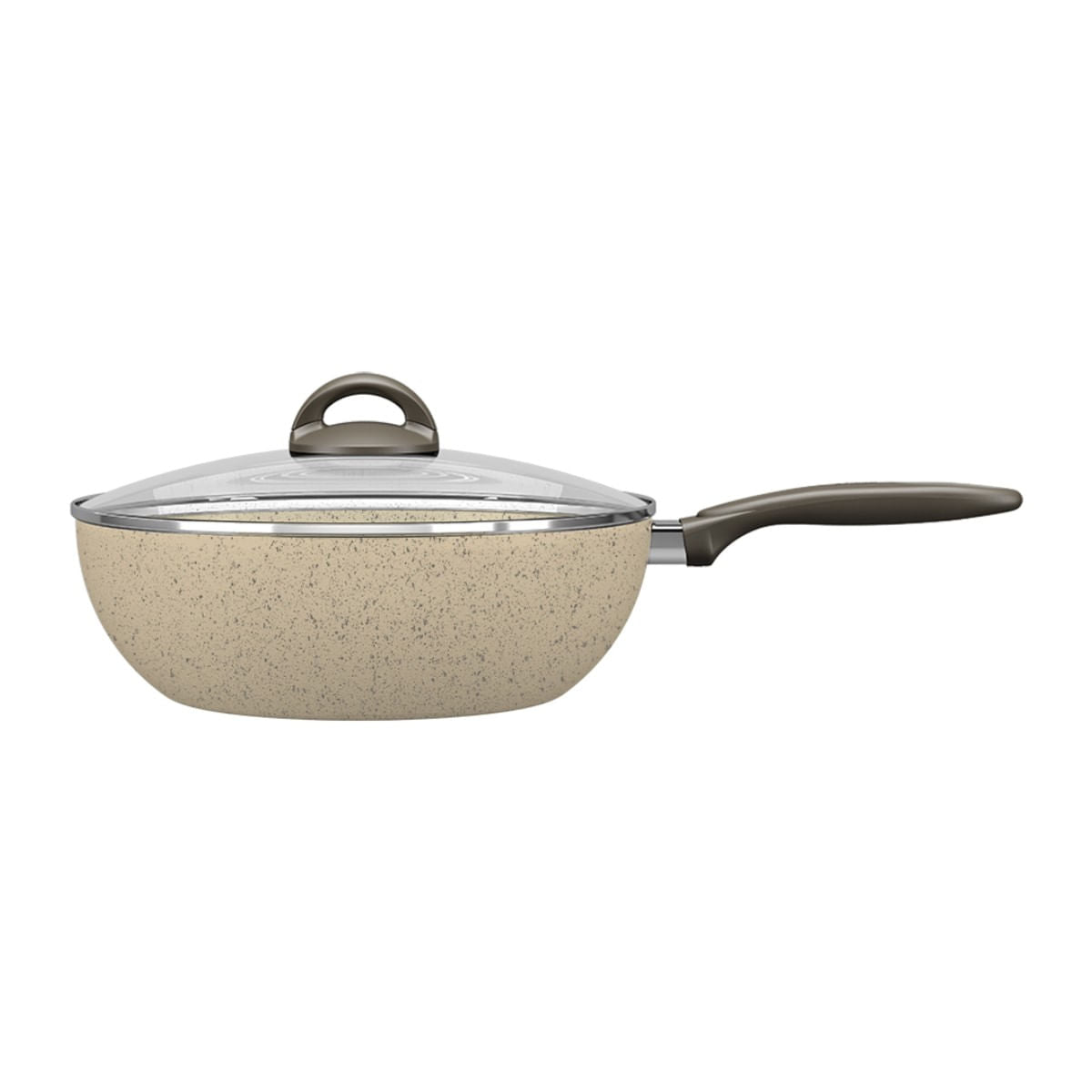 Wok com Tampa Brinox Suprema Antiaderente Ceramic Life Ø28cm 4,65 Litros Vanilla