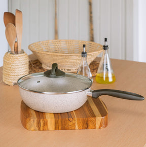 Wok com Tampa Brinox Suprema Antiaderente Ceramic Life Ø28cm 4,65 Litros Vanilla